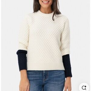 Tory Burch honeycomb-knit Colorblock Merino Wool Pullover Sweater Knit L